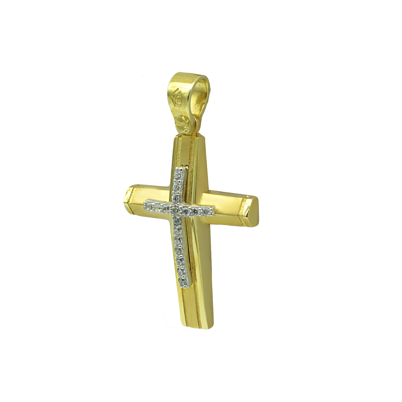 GOLD 14 K CROSS WITH ZIRGON FOR WOMAN