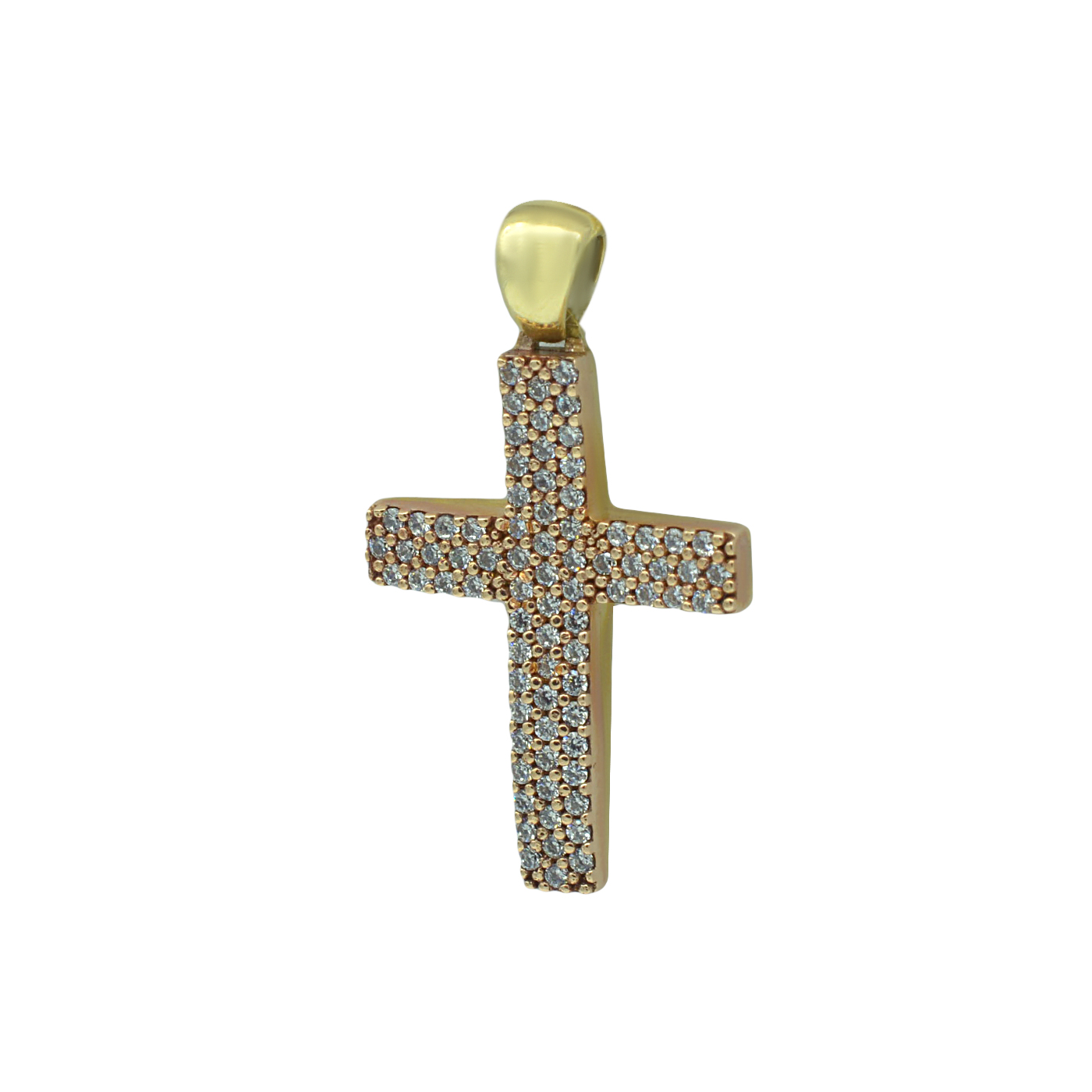 GOLD 14 CROSS DOUBLE TWO TONE WITH ZIRGON FOR WOMAN