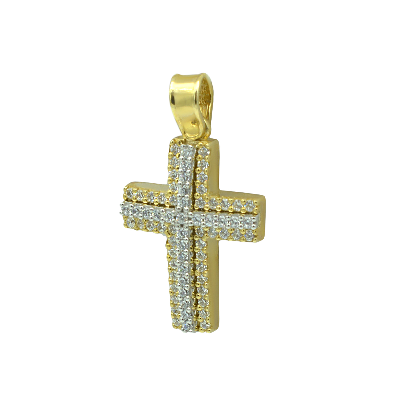 GOLD 14 K CROSS WITH ZIRGON FOR WOMAN