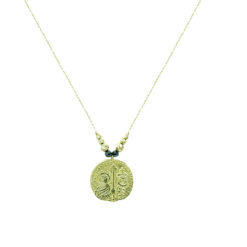 GOLD 14K NECKLACE WITH BLACK STONES