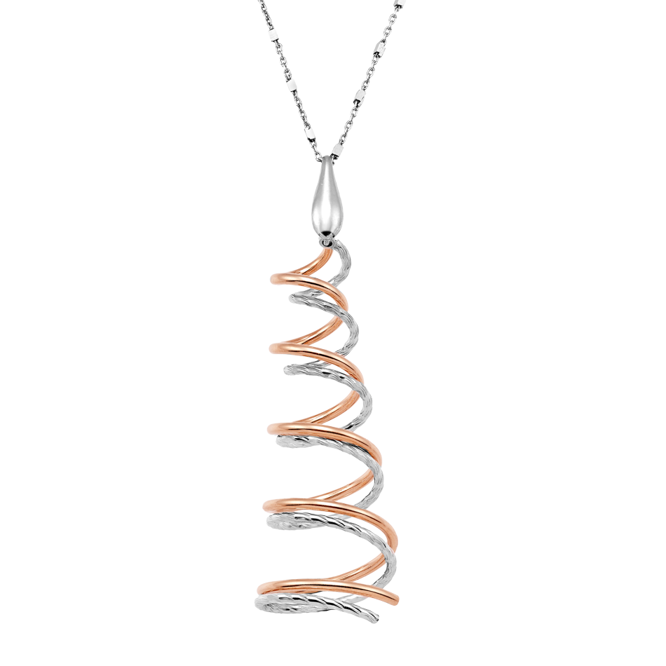 VOGUE JEWELLERY SILVER NECKLACE TWO TONES SPIRAL