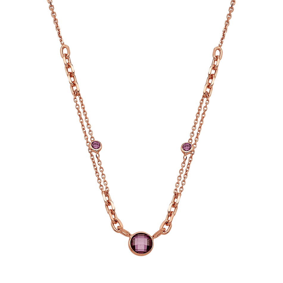 VOGUE JEWELLERY SILVER NECKLACE ROSE GOLD WITH STONES