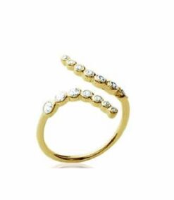 OXFORD STREET BRASS GOLD PLATED RING WITH STRAS