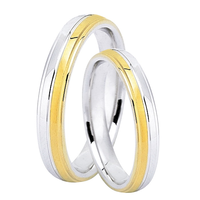 WHITE AND GOLD 14K WEDDING RINGS DEKAGOLD