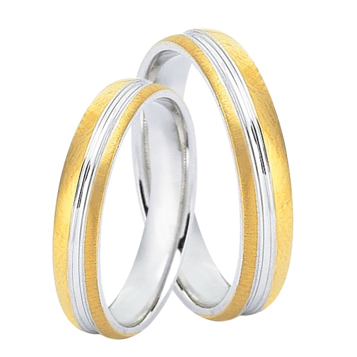 WHITE AND GOLD 14K WEDDING RINGS WITH DIAMONDS DEKAGOLD