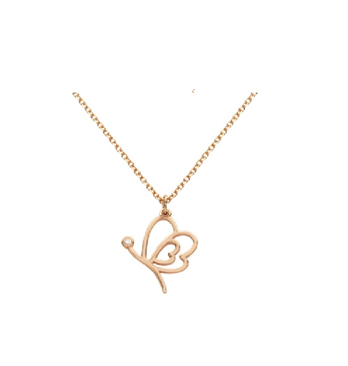 ROSE GOLD NECKLACE 14K BUTTERFLY WITH DIAMONDS