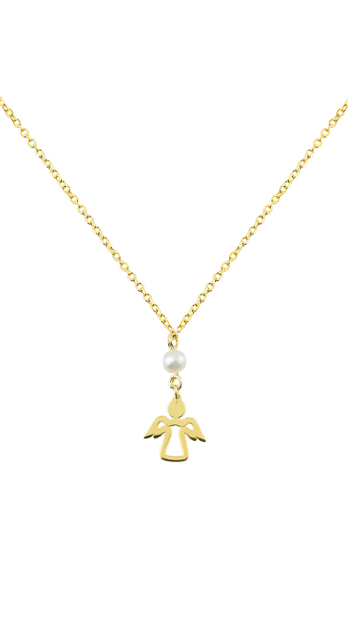 GOLD 14K ANGEL NECKLACE WITH PEARL