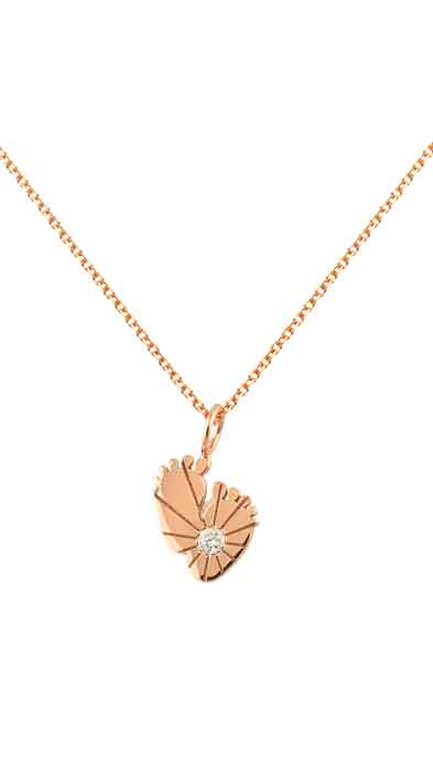 ROSE GOLD 14K NECKLACE BABY FEET WITH DIAMONDS