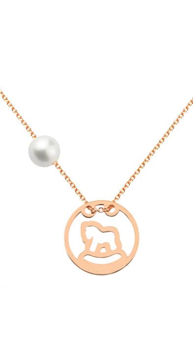 ROSE GOLD 14K WITHE A LITLE HORSE AND PEARL