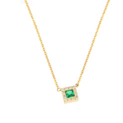 GOLD 14K NECKLACE WITH GREEN ZIRGON