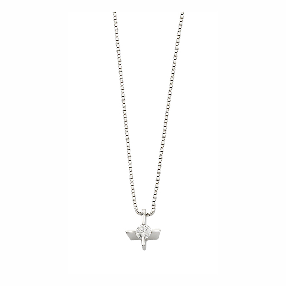 WHITE GOLD 14K NECKLACE CROSS WITH DIAMONDS