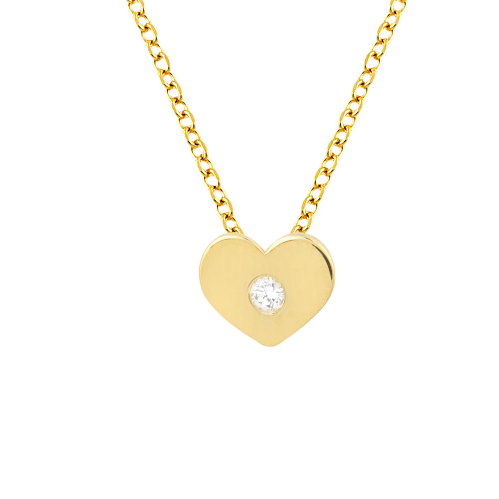 GOLD 14K NECKLACE HEART WITH DIAMONDS XK4483MP