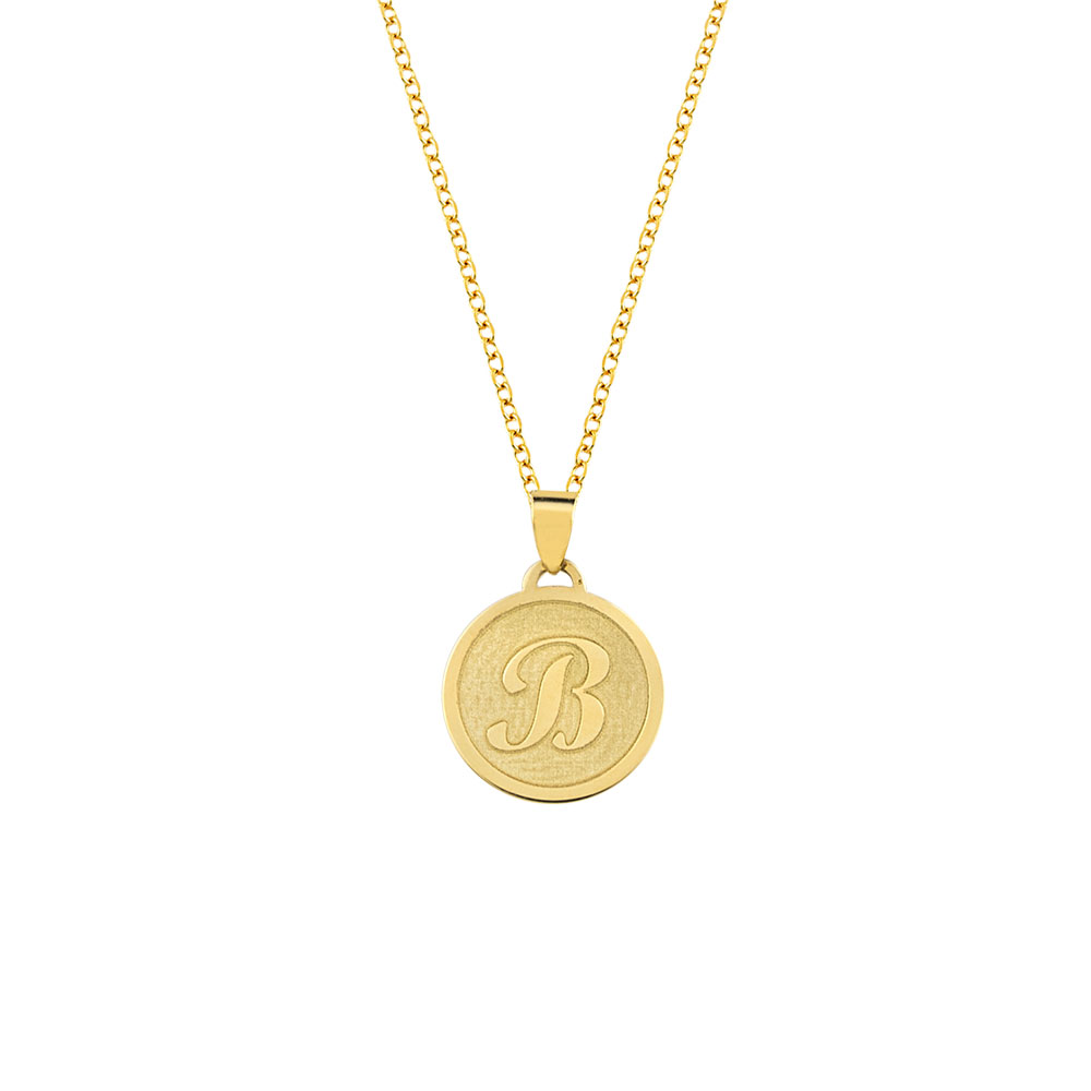 GOLD 14K NECKLACE WITH CIRCLE MONOGRAM