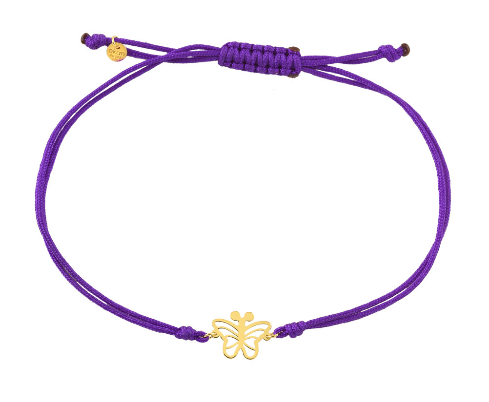 GOLD 14K BRACELET WITH BUTTERFLY AND CORD