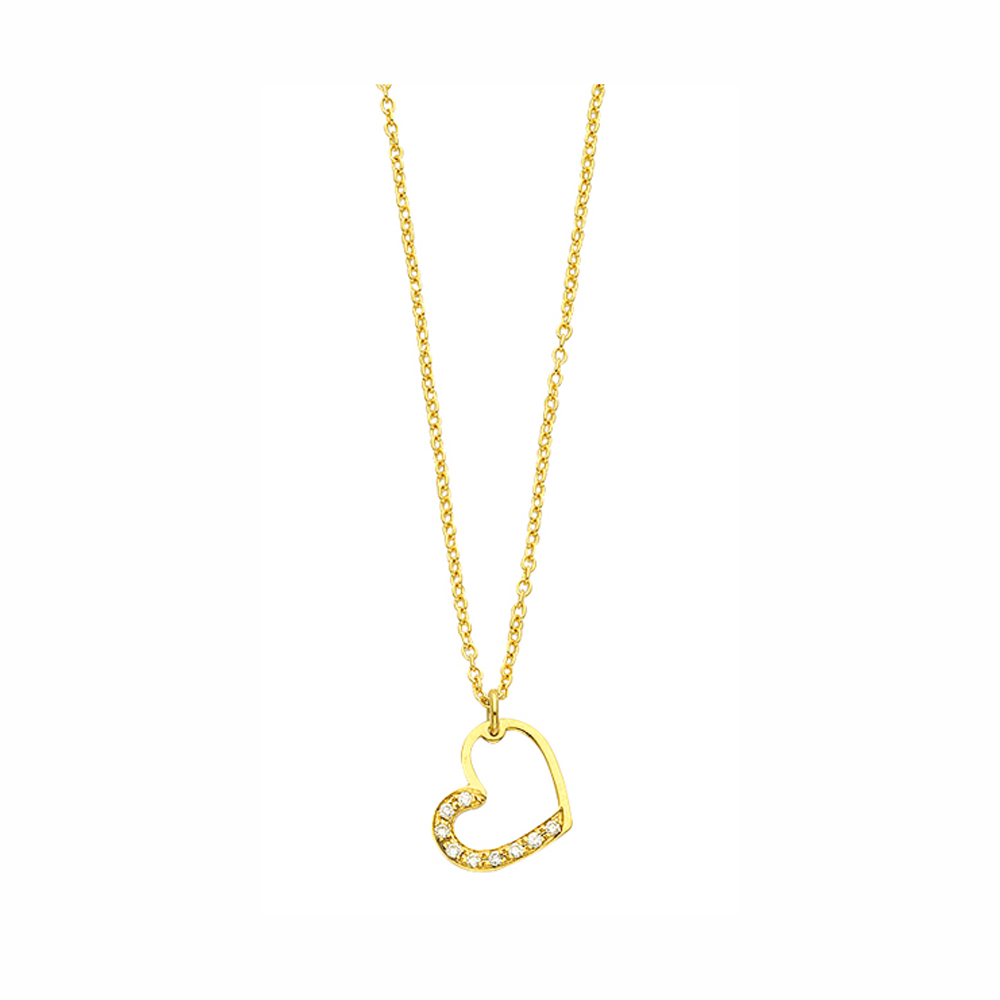 GOLD 14K NECKLACE HEART WITH DIAMONDS