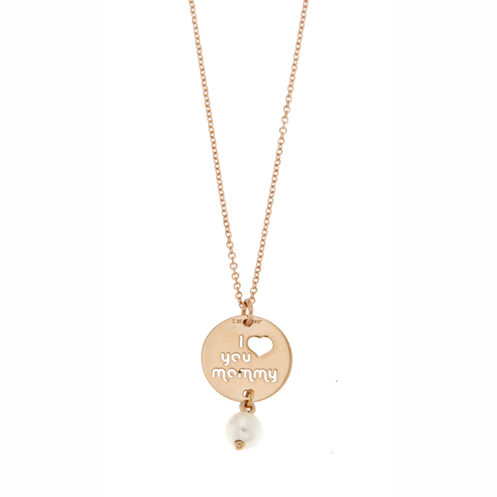 GOLD 14K NECKLACE MOMMY WITH PEARL