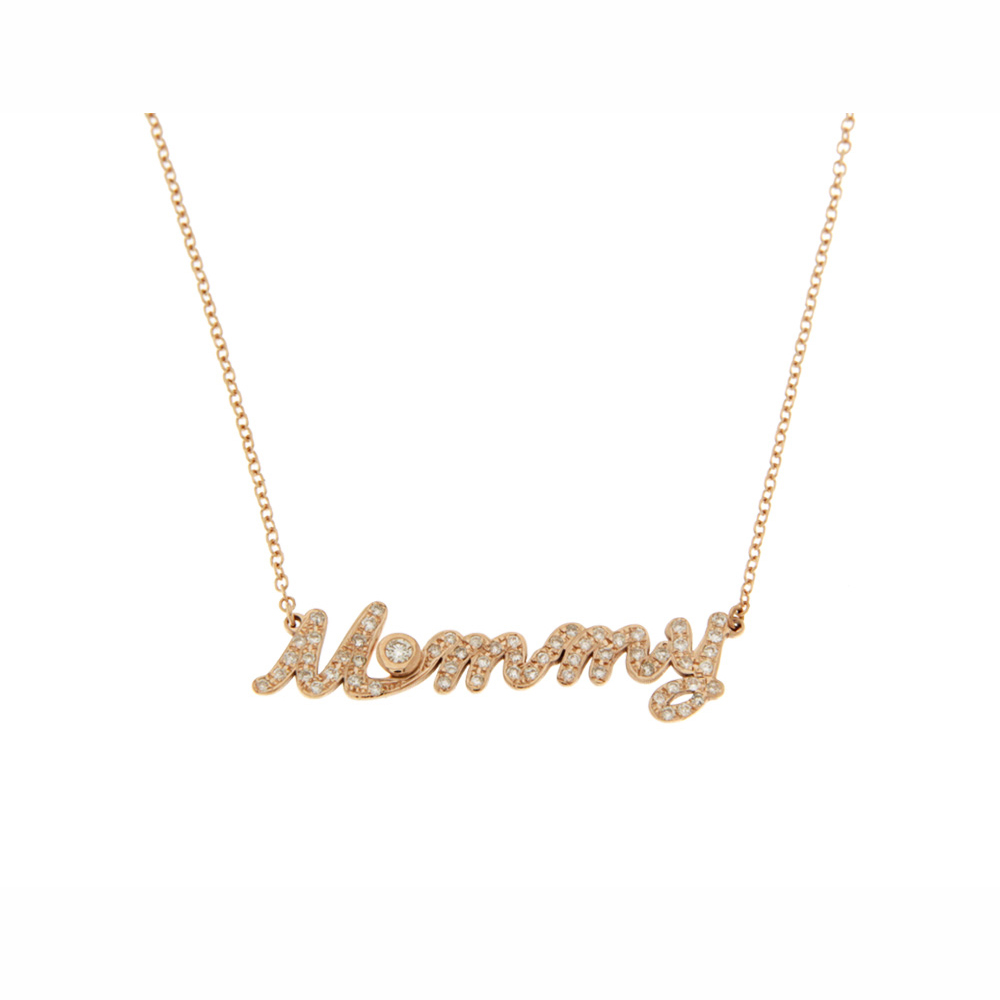 ROSE GOLD 14K NECKLACE MOMMY WITH DIAMONDS