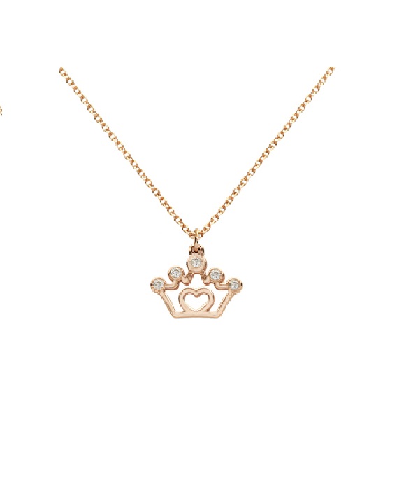 ROSE GOLD 14K CROWN NECKLACE WITH DIAMONDS
