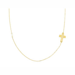 GOLD 14K NECKLACE WITH CROSS AND PEARL