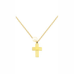 GOLD 14K NECKLACE CROSS WITH PEARL