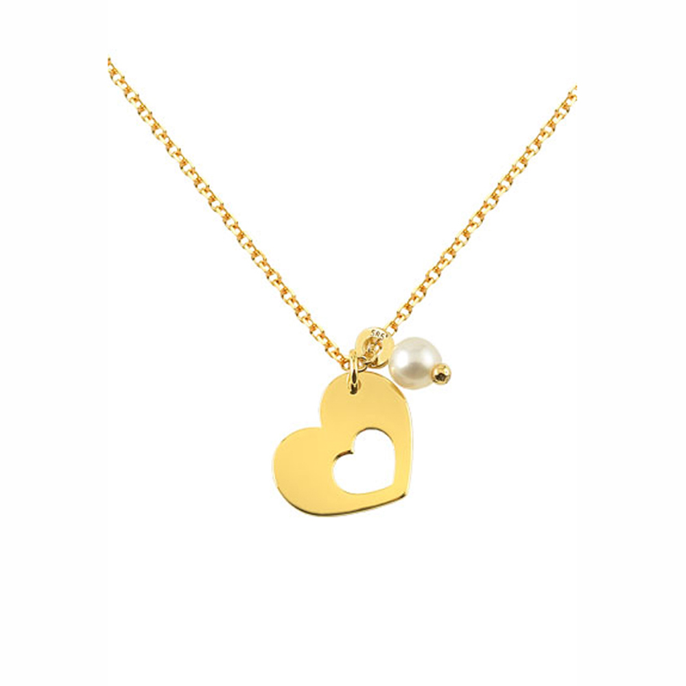 GOLD 14K NECKLACE HEART WITH PEARL