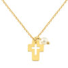 GOLD 14K NECKLACE CROSS WITH PEARL