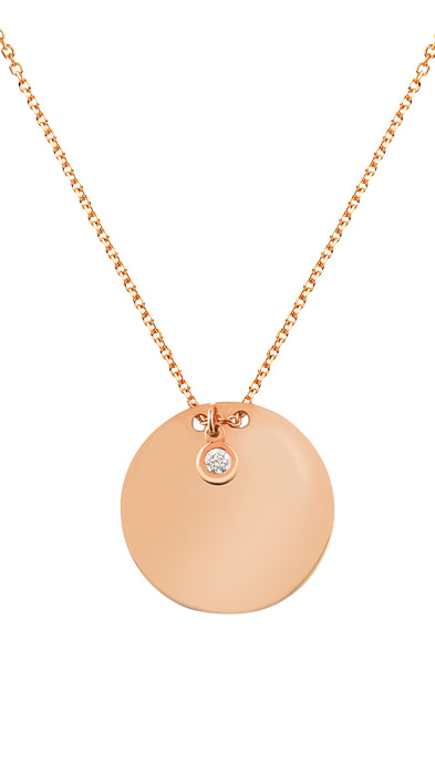 ROSE GOLD 14K CIRCLE NECKLACE WITH DIAMOND