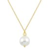 GOLD 14K NECKLACE WITH PEARL AND DIAMOND