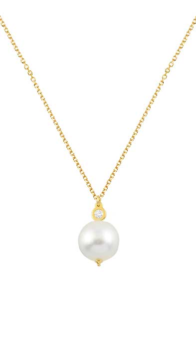 GOLD 14K NECKLACE WITH PEARL AND DIAMOND