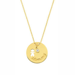 GOLD 14K NECKLACE MOMMY CIRCLE WITH DIAMOND