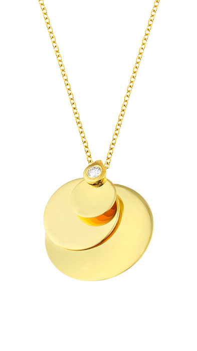 GOLD 14K NECKLACE CIRCLES WITH DIAMOND
