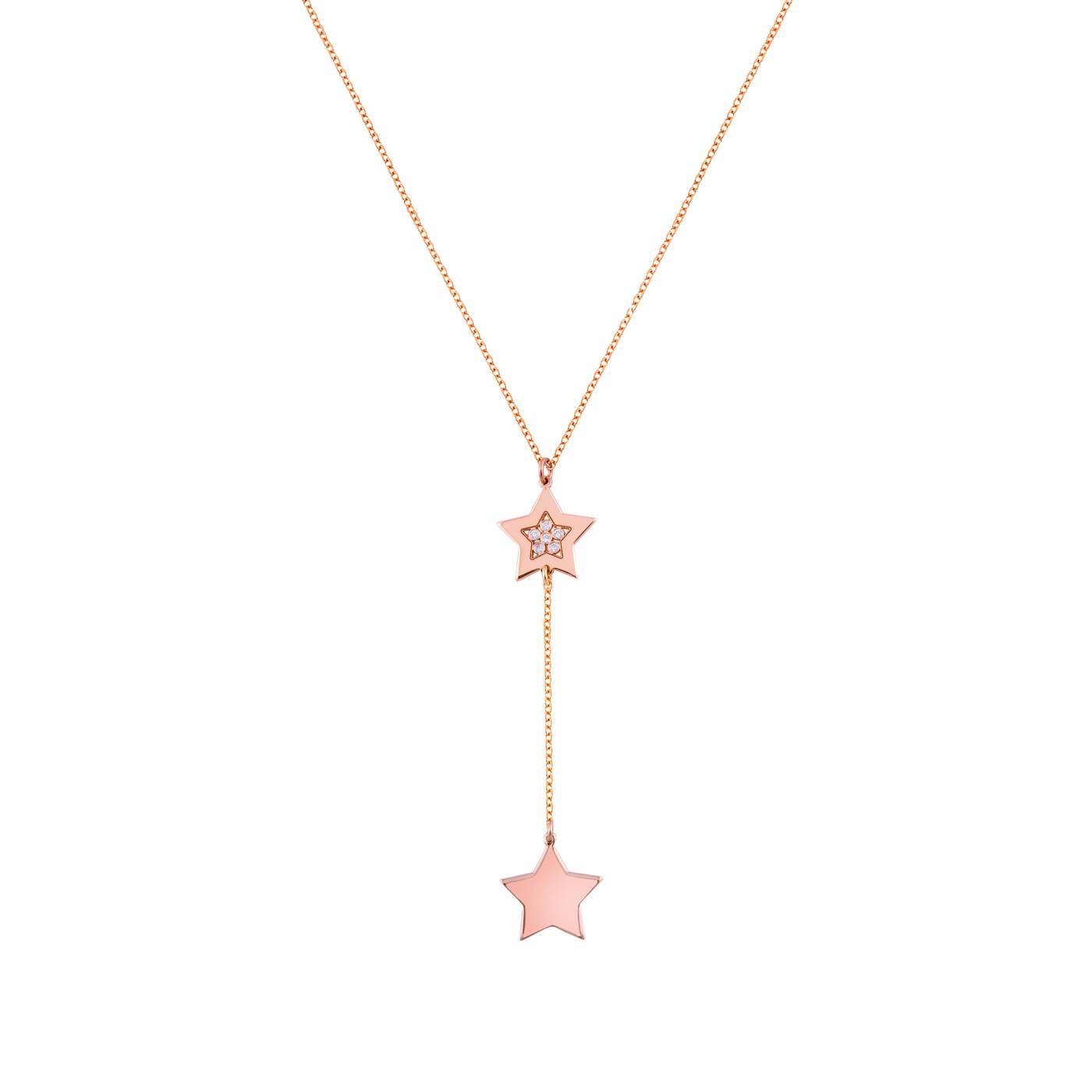 ROSE GOLD 14K NECKLACE STAR AND DIAMONDS