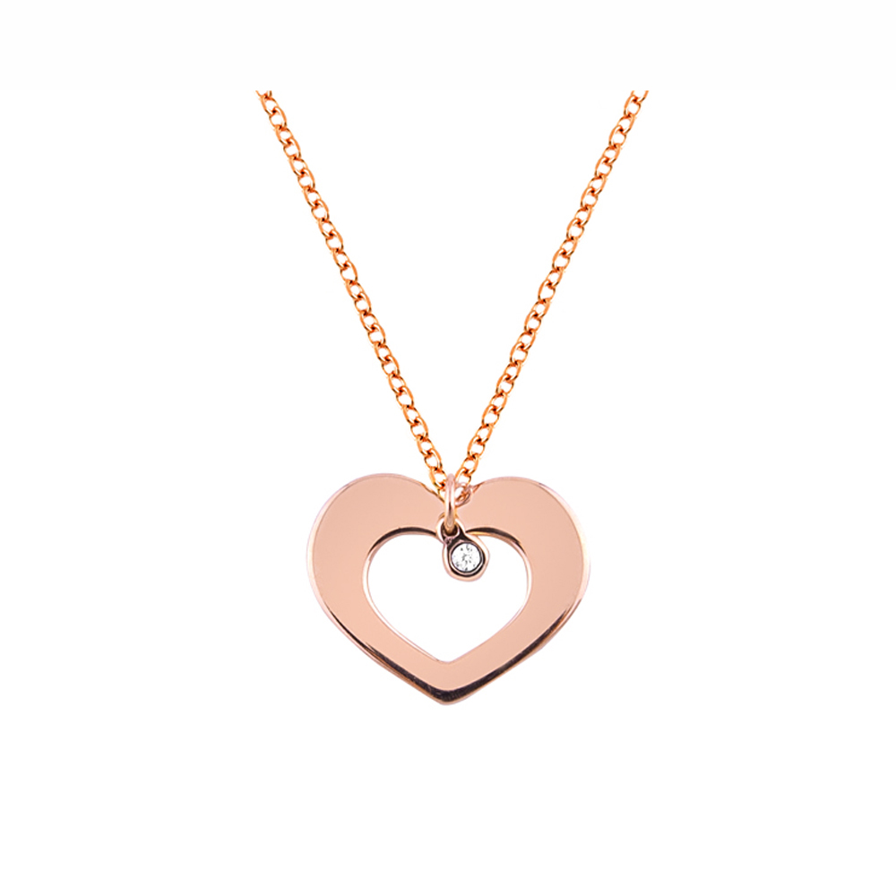 ROSE GOLD 14K NECKLACE HEART WITH DIAMOND