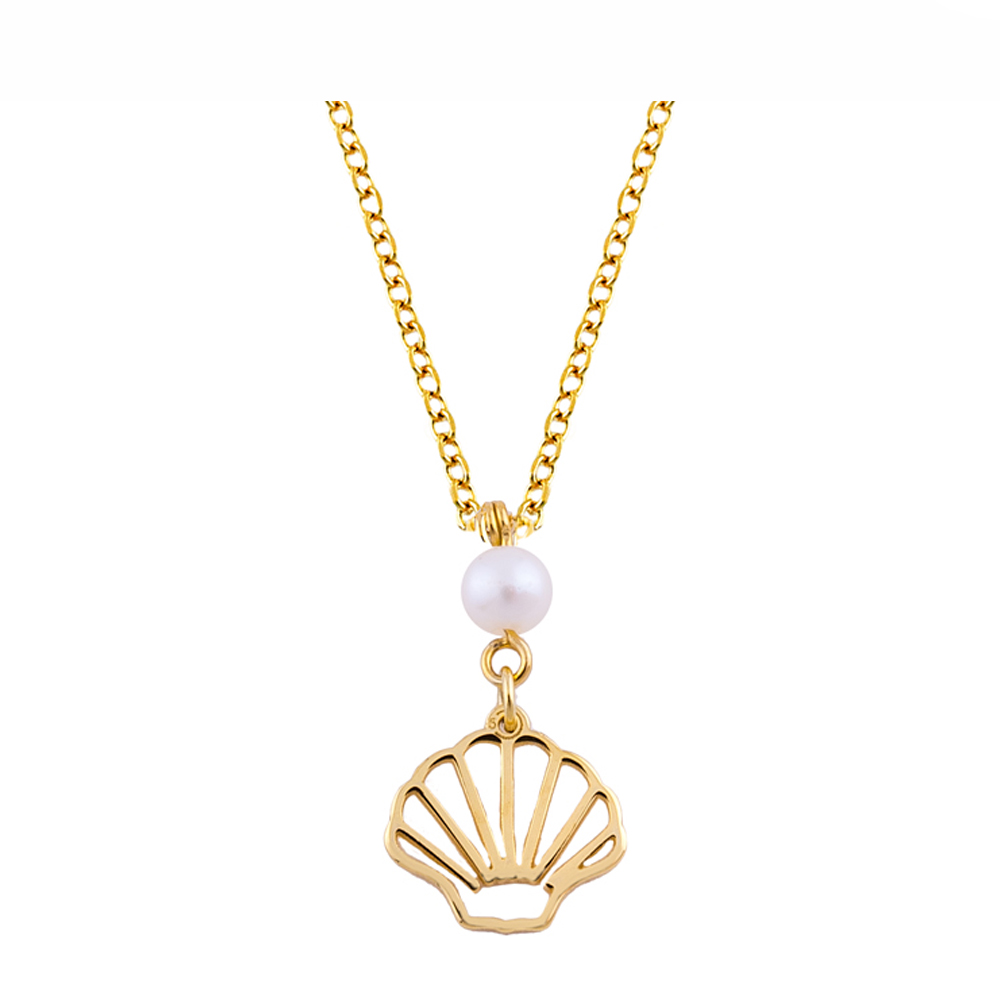 GOLD 14K NECKLACE SHELL WITH PEARL