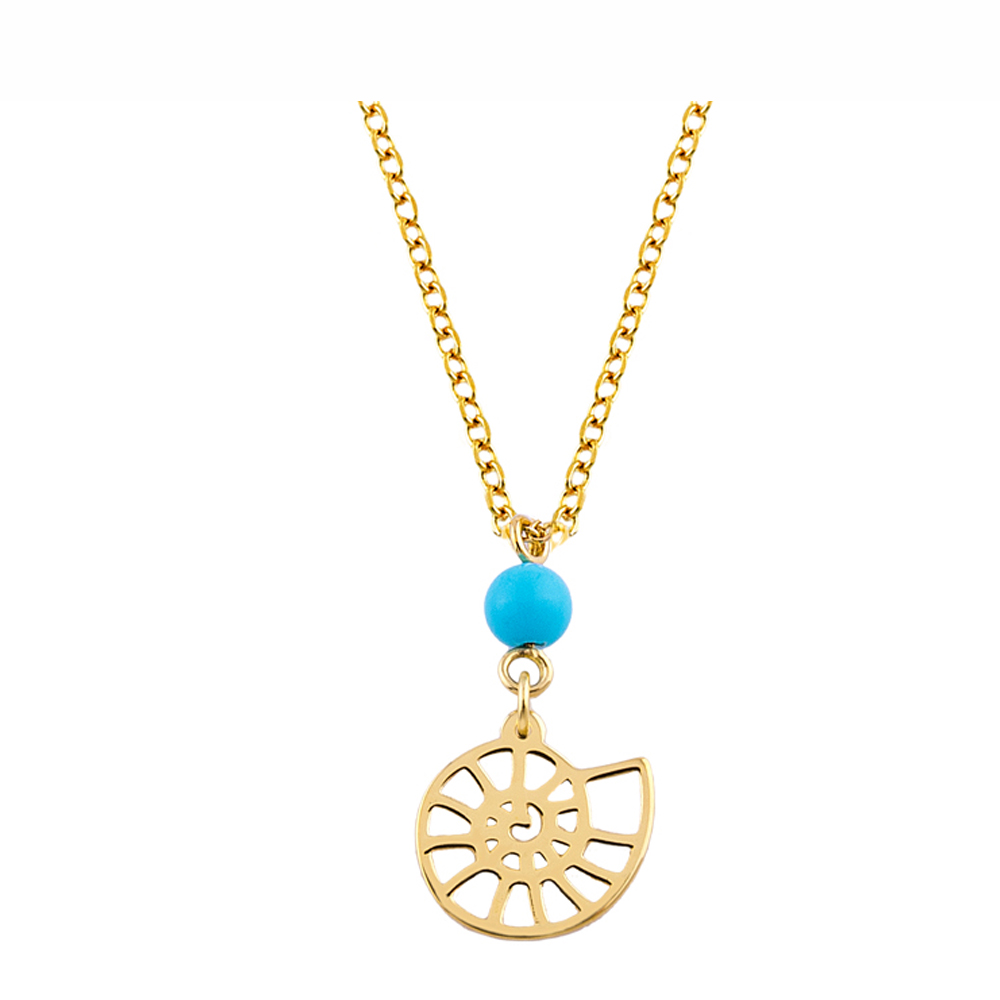 GOLD 14 K NECKLACE SHELL WITH TURQUOISE