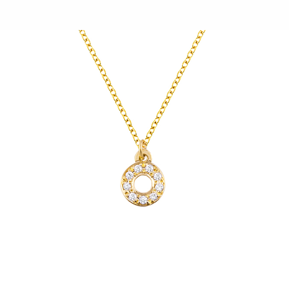 GOLD 14K NECKLACE CIRCLE WITH DIAMONDS
