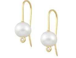 GOLD 14K EARINGS WITH PEARLS AND DIAMONDS