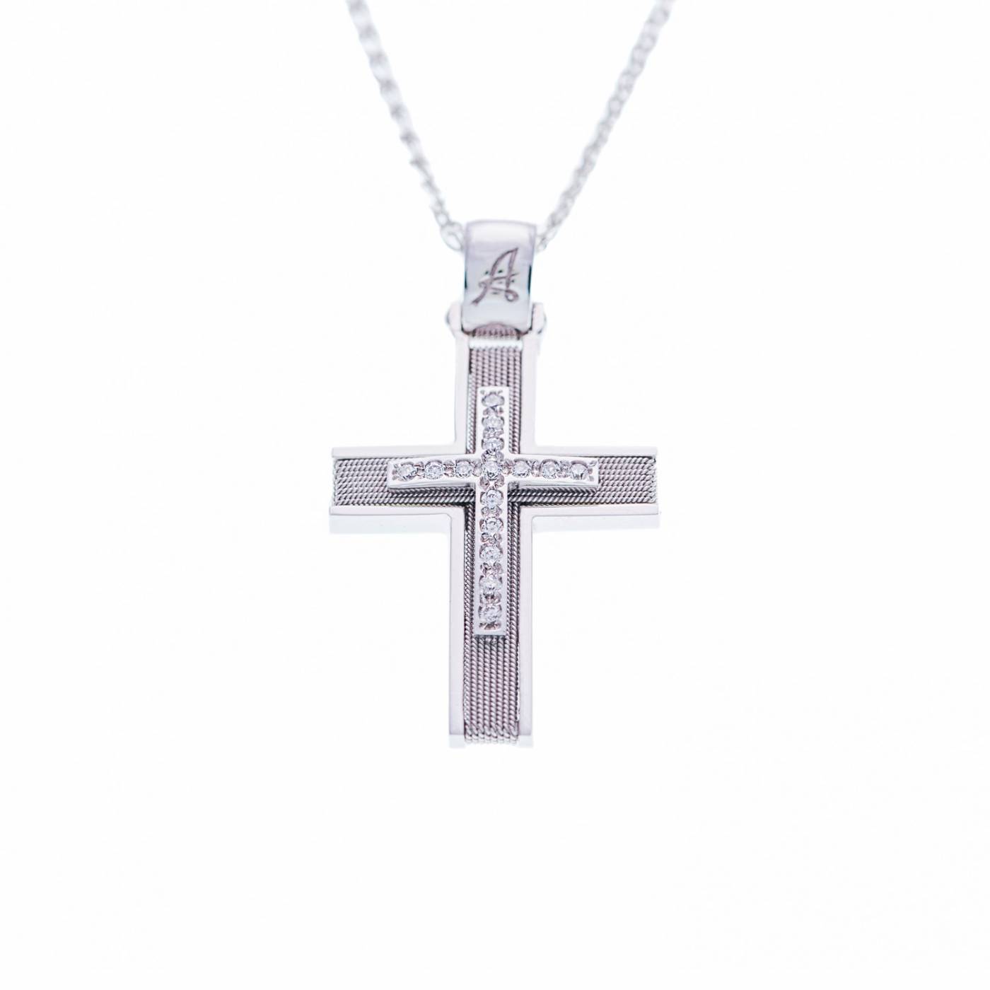 WHITE GOLD 14K CROSS WITH ZIRGON FOR WOMAN