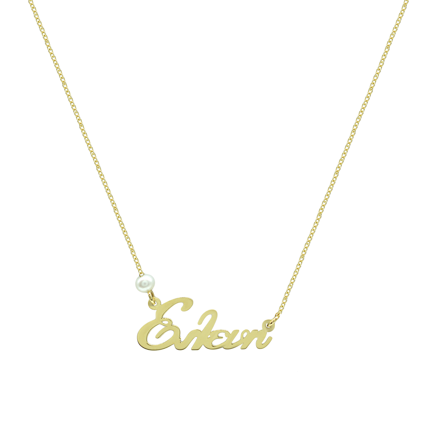 GOLD 14K NECKLACE NAME WITH PEARL