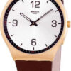 SWATCH WATCH SKINWIND BROWN LEATHER STRAP