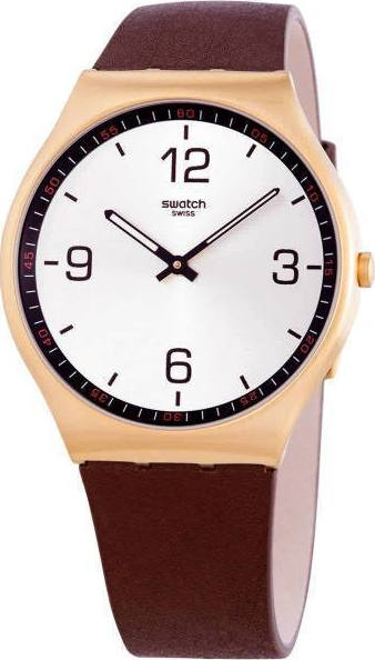 SWATCH WATCH SKINWIND BROWN LEATHER STRAP