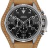 GUESS MEN WATCH BROWN LEATHER STRAP