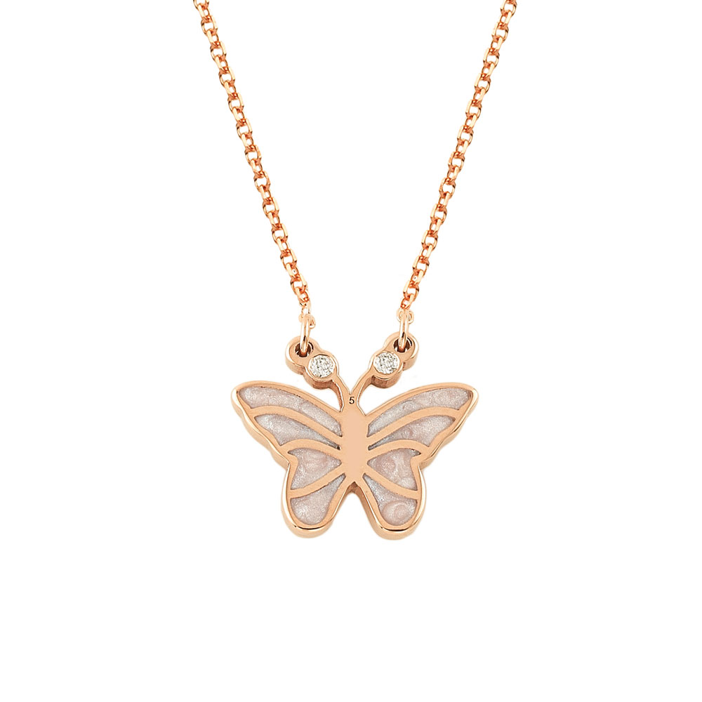 GOLD 14K NECKLACE PINK GOLD BUTTERFLY