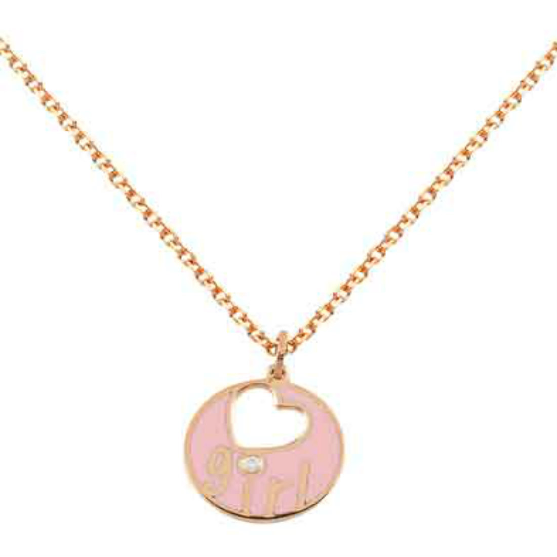 ROSE GOLD 14K NECKLACE HEART WITH DIAMONDS