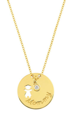 GOLD 14K NECKLACE MOMMY WITH DIAMONDS