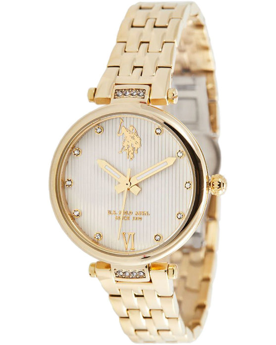 U.S POLO WATCH MARGOT CRYSTALS GOLD STAINLESS STEEL BRACELET