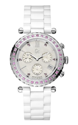 GUESS COLLECTION WATCH DIVER CHIC DIAMONDS WHITE CERAMIC STRAP 01050M1