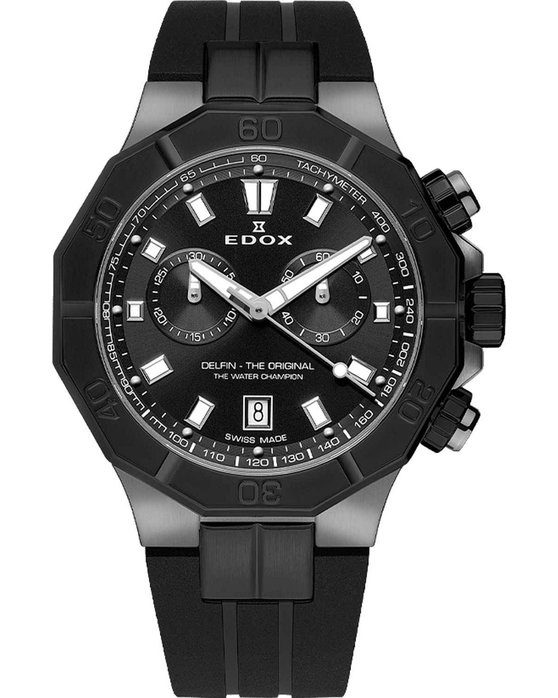 EDOX WATCH DELFIN CHRONOGRAPH BLACK RUBBER STRAP 10113-37GNCA-NGIN