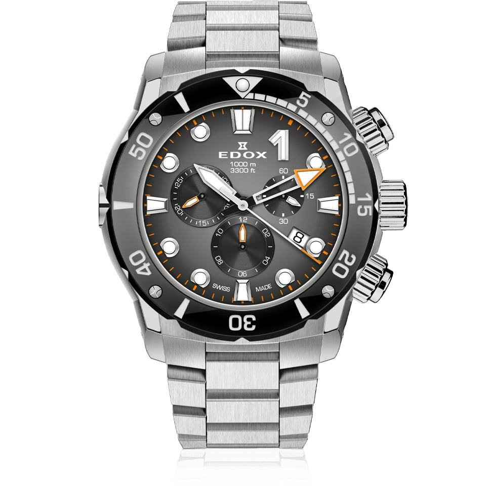 EDOX WATCH CO-1 CHRONOGRAPH SILVER TITANIUM BRACELET 10242-TINM-GIDNO