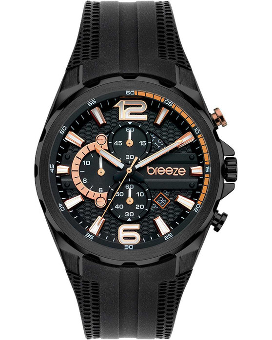 BREEZE WATCH INTRUSIO CHRONOGRAPH BLACK SILICONE STRAP 112222.7